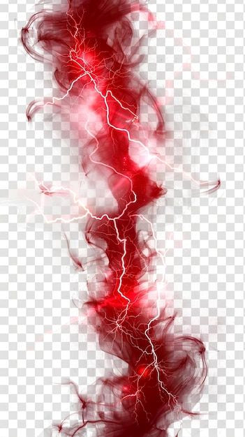 Dramatic Red Lightning on Transparent Background