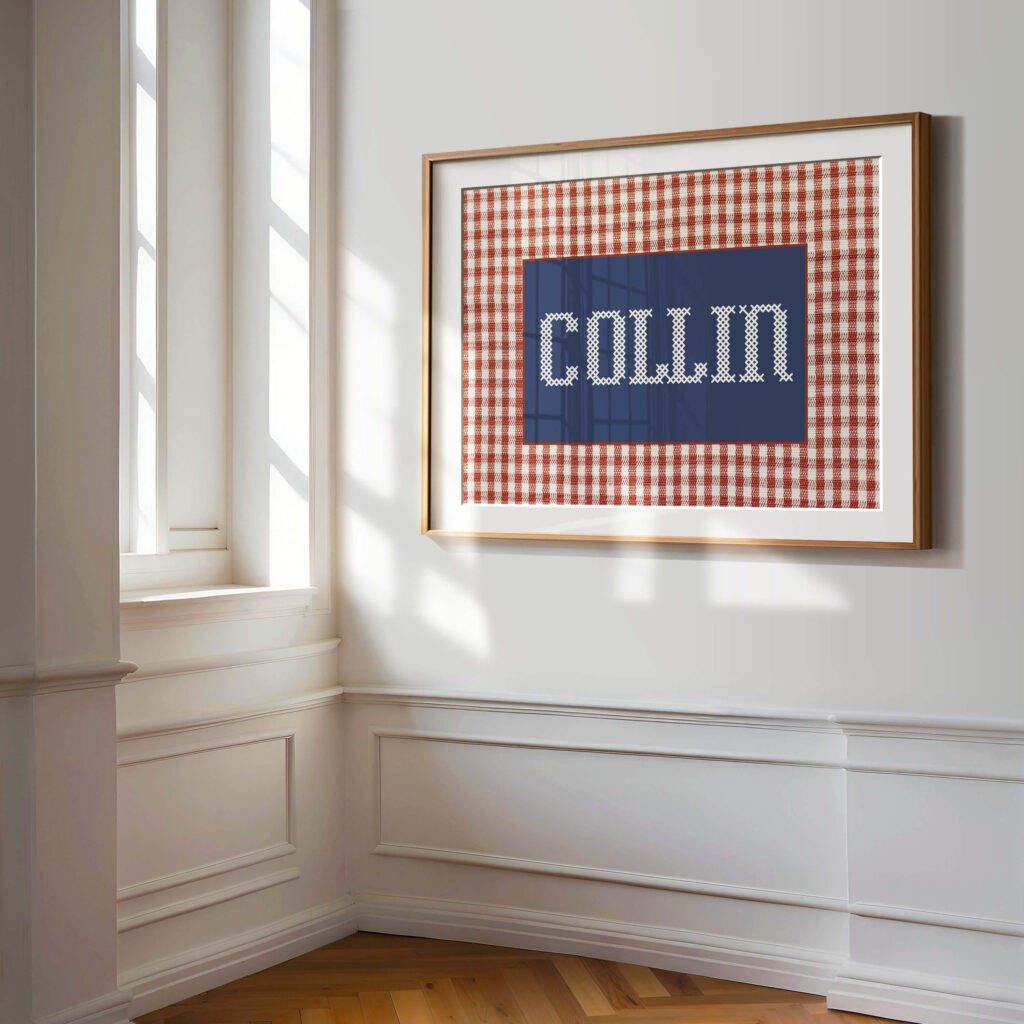 Timeless Boy Nursery Decor: Personalized Gingham Art