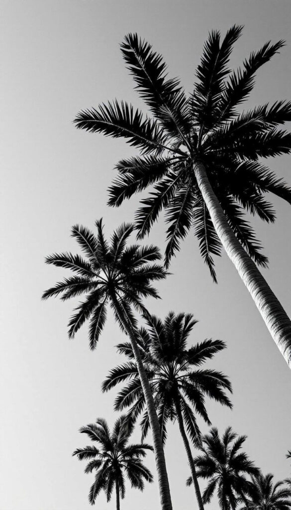 Stunning Palm Tree Landscapes in Monochrome Elegance