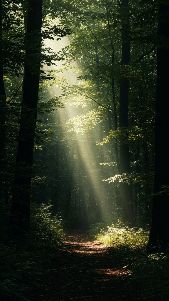 Sunbeams Dance Through Vibrant Forest Trails